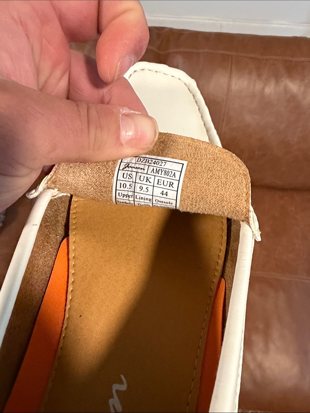 Jensen White Leather Slip-On Loafers with Orange Insole - Picture 7 of 7